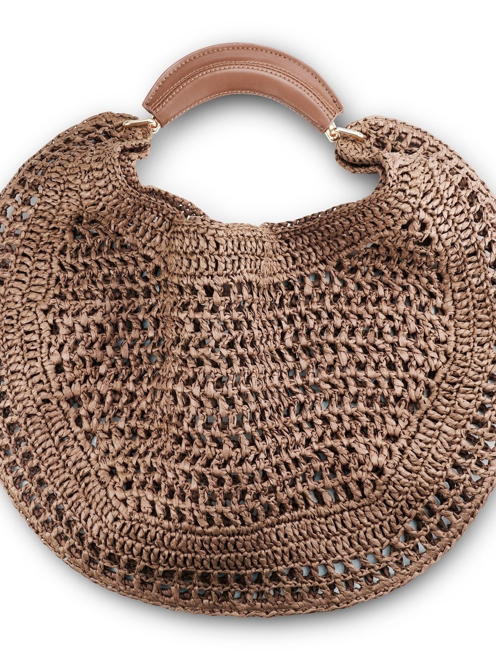 Woven Round Tote Bag — Brown